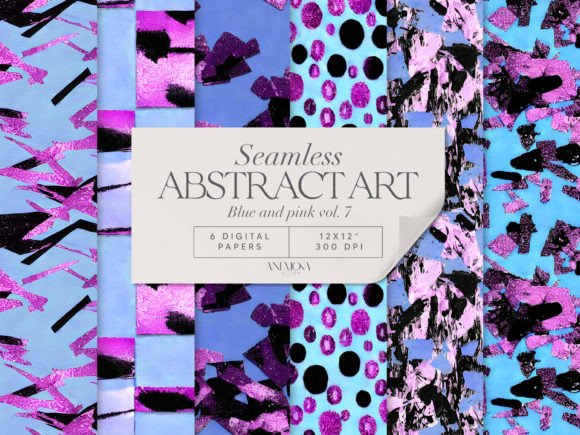 Download Blue and Pink Abstract Art Paper Pack - Ink Collection