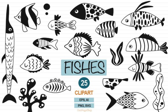 Download Black Fish Clipart, Sea Animals Svg - Sea animals svg Collection
