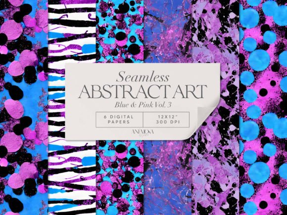 Download Blue and Pink Abstract Art Paper Pack - Ink Collection