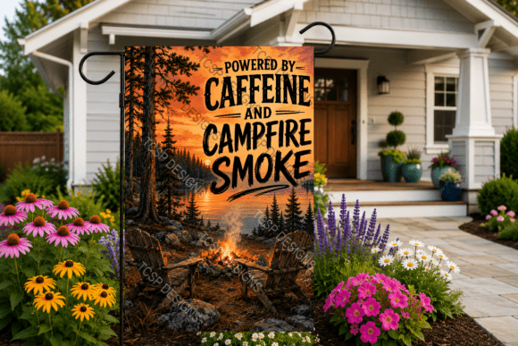 Download Caffeine and Campfire Smoke Garden Flag - Premium Resources
