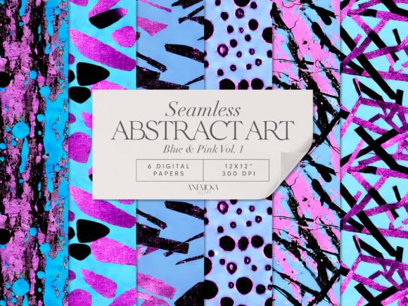 Download Blue and Pink Paper Pack Abstract Art - Ink Collection