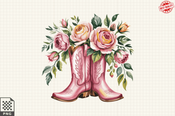 Download Pink Cowboy Boots Clipart Sublimation - Ink Collection