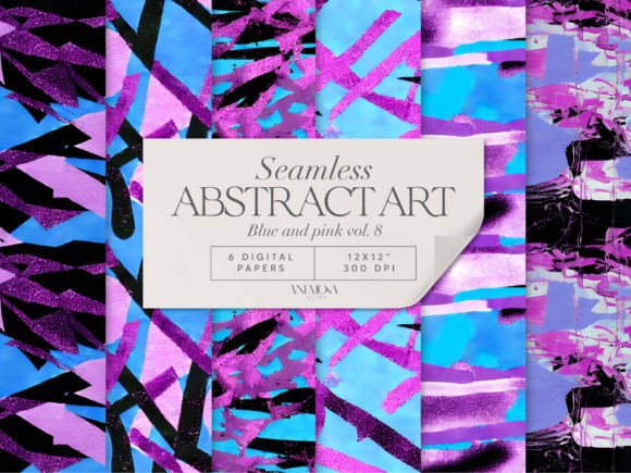 Download Blue and Pink Abstract Art Paper Pack - Ink Collection