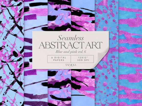 Download Blue and Pink Abstract Art Paper Pack - Ink Collection
