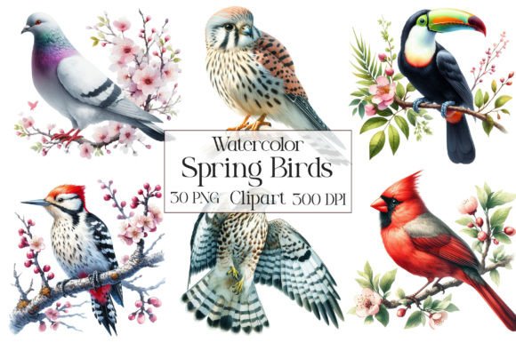 Download Watercolor Spring Birds PNG Clipart - Spring birds Collection