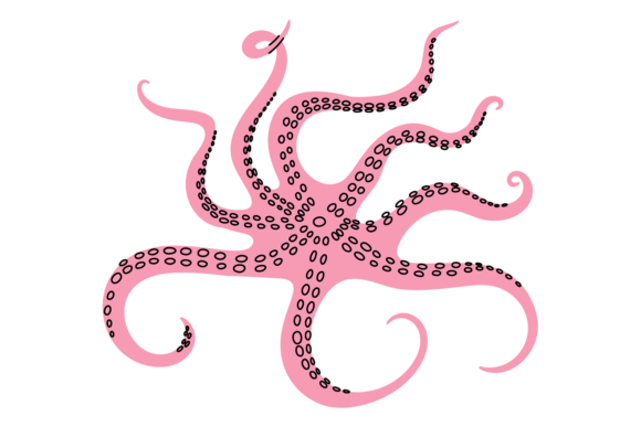 Download Octopus Pink. Cute Mollusk Twisted Long - Ink Collection